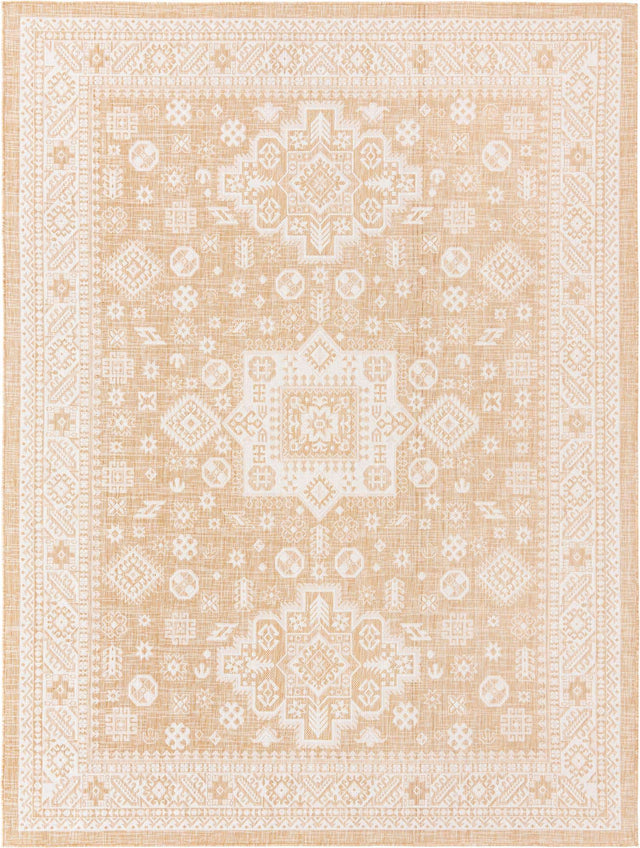 Natural 9' x 12' Outdoor Aztec Rectangle Area Rug Weather Resistant for Patio, Deck, Terrace, Balcony, Porch 100% Polypropylene Traditional Carpet Mat for Sale at Rug Engine
