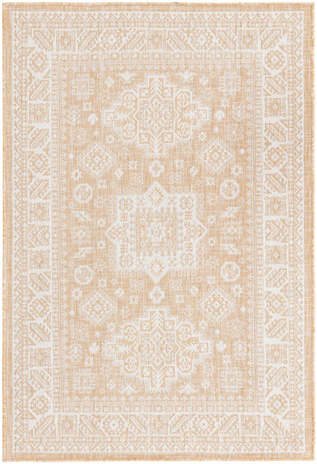Natural 4' 1 x 6' 1 Outdoor Aztec Rectangle Area Rug Weather Resistant for Patio, Deck, Terrace, Balcony, Porch 100% Polypropylene Traditional Carpet Mat for Sale at Rug Engine