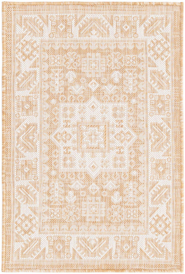 Natural 2' x 3' 1 Outdoor Aztec Rectangle Area Rug Weather Resistant for Patio, Deck, Terrace, Balcony, Porch 100% Polypropylene Traditional Carpet Mat for Sale at Rug Engine
