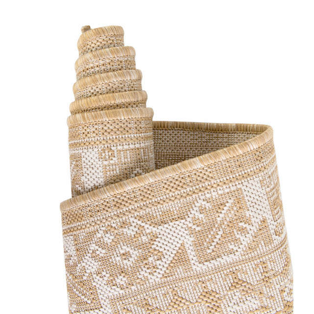 Natural 7' 10 x 7' 10 Outdoor Aztec Square Area Rug Weather Resistant for Patio, Deck, Terrace, Balcony, Porch 100% Polypropylene Traditional Carpet Mat for Sale at Rug Engine