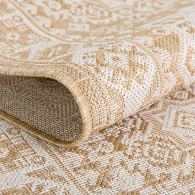 Natural 5' 3 x 5' 3 Outdoor Aztec Octagon Area Rug Weather Resistant for Patio, Deck, Terrace, Balcony, Porch 100% Polypropylene Traditional Carpet Mat for Sale at Rug Engine
