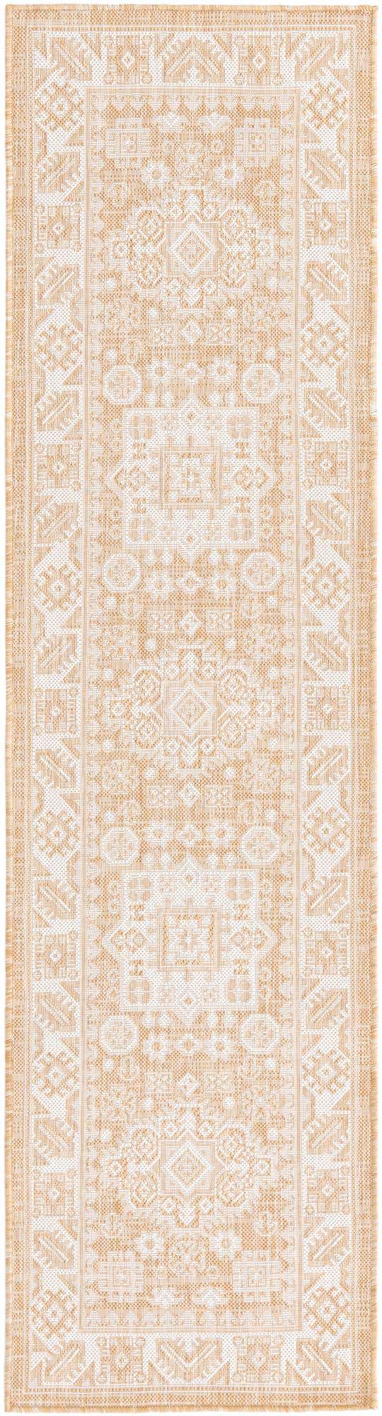 Natural 2' x 8' Outdoor Aztec Runner Area Rug Weather Resistant for Patio, Deck, Terrace, Balcony, Porch 100% Polypropylene Traditional Carpet Mat for Sale at Rug Engine