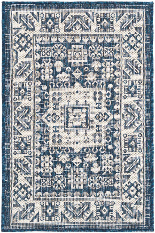 Blue 2' x 3' 1 Outdoor Aztec Rectangle Area Rug Weather Resistant for Patio, Deck, Terrace, Balcony, Porch 100% Polypropylene Traditional Carpet Mat for Sale at Rug Engine