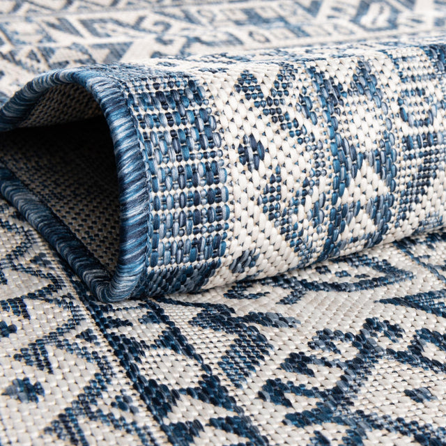 Blue 5' 3 x 5' 3 Outdoor Aztec Octagon Area Rug Weather Resistant for Patio, Deck, Terrace, Balcony, Porch 100% Polypropylene Traditional Carpet Mat for Sale at Rug Engine