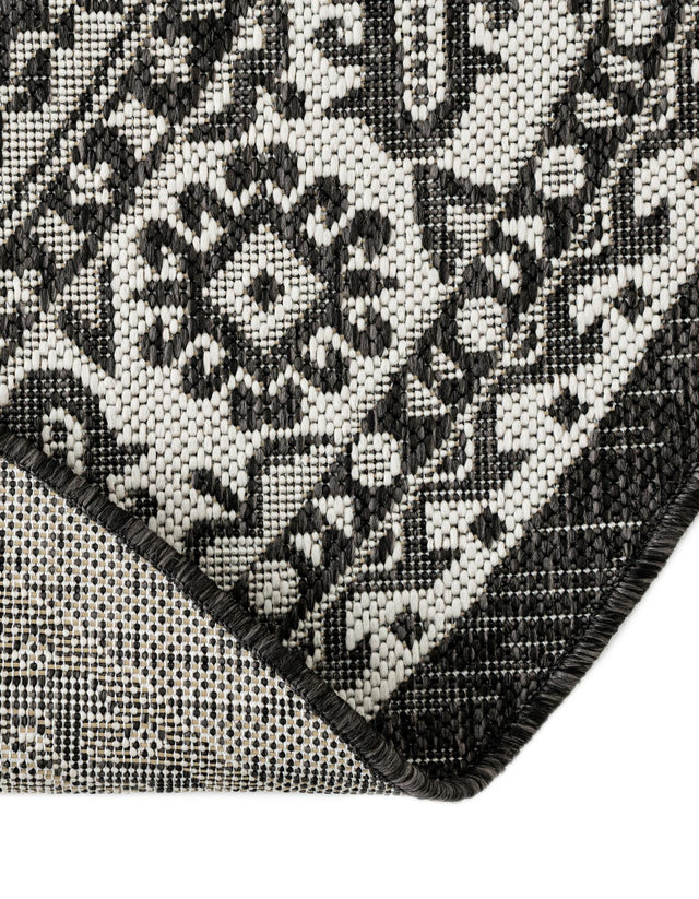Charcoal Gray 13' 1 x 13' 1 Outdoor Aztec Round Area Rug Weather Resistant for Patio, Deck, Terrace, Balcony, Porch 100% Polypropylene Traditional Carpet Mat for Sale at Rug Engine