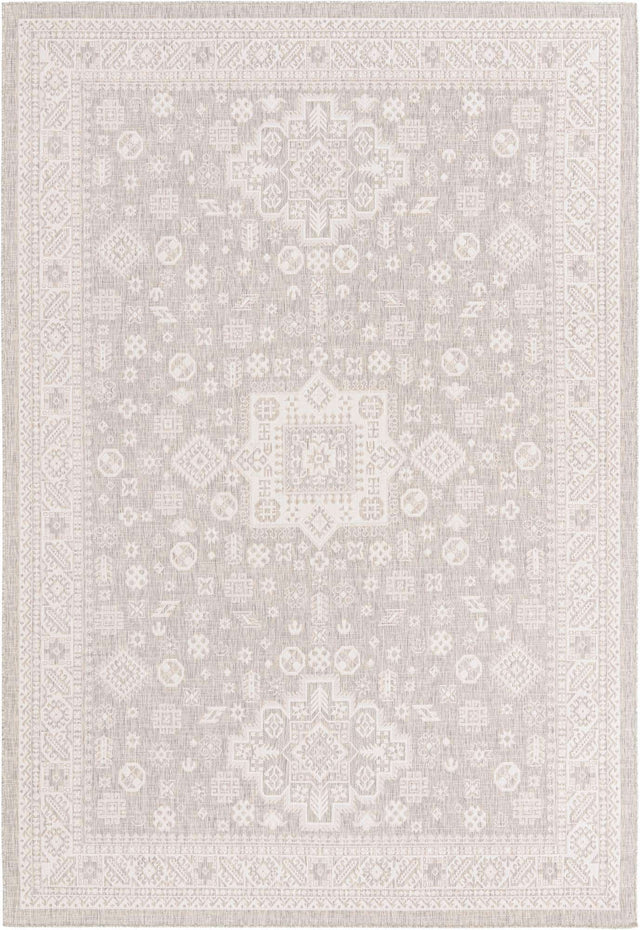 Light Gray 10' x 14' 1 Outdoor Aztec Rectangle Area Rug Weather Resistant for Patio, Deck, Terrace, Balcony, Porch 100% Polypropylene Traditional Carpet Mat for Sale at Rug Engine