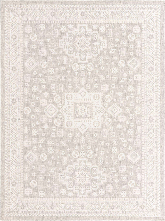 Light Gray 10' x 13' 1 Outdoor Aztec Rectangle Area Rug Weather Resistant for Patio, Deck, Terrace, Balcony, Porch 100% Polypropylene Traditional Carpet Mat for Sale at Rug Engine