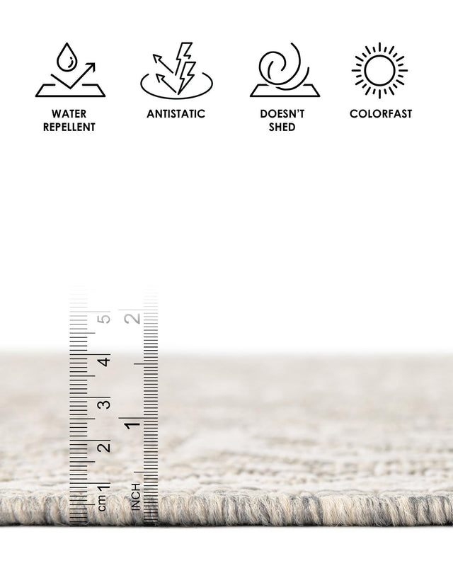 Light Gray 5' 3 x 5' 3 Outdoor Aztec Square Area Rug Weather Resistant for Patio, Deck, Terrace, Balcony, Porch 100% Polypropylene Traditional Carpet Mat for Sale at Rug Engine