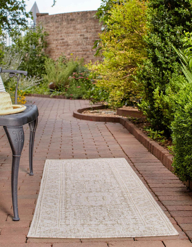Light Gray 2' x 8' Outdoor Aztec Runner Area Rug Weather Resistant for Patio, Deck, Terrace, Balcony, Porch 100% Polypropylene Traditional Carpet Mat for Sale at Rug Engine