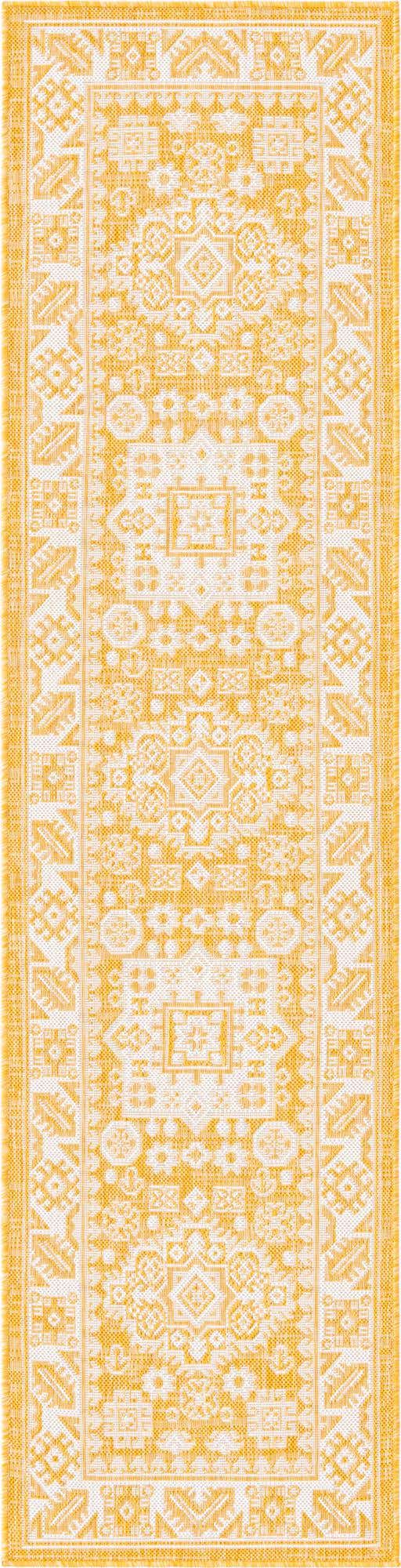 Yellow 2' x 8' Outdoor Aztec Runner Area Rug Weather Resistant for Patio, Deck, Terrace, Balcony, Porch 100% Polypropylene Traditional Carpet Mat for Sale at Rug Engine