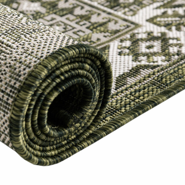 Green 13' 1 x 13' 1 Outdoor Aztec Square Area Rug Weather Resistant for Patio, Deck, Terrace, Balcony, Porch 100% Polypropylene Traditional Carpet Mat for Sale at Rug Engine