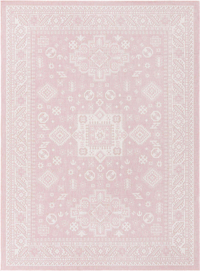 Pink 7' 10 x 11' Outdoor Aztec Rectangle Area Rug Weather Resistant for Patio, Deck, Terrace, Balcony, Porch 100% Polypropylene Traditional Carpet Mat for Sale at Rug Engine
