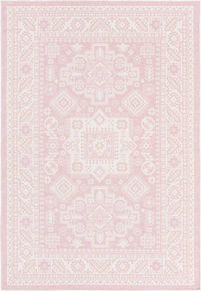 Pink 6' 1 x 9' Outdoor Aztec Rectangle Area Rug Weather Resistant for Patio, Deck, Terrace, Balcony, Porch 100% Polypropylene Traditional Carpet Mat for Sale at Rug Engine