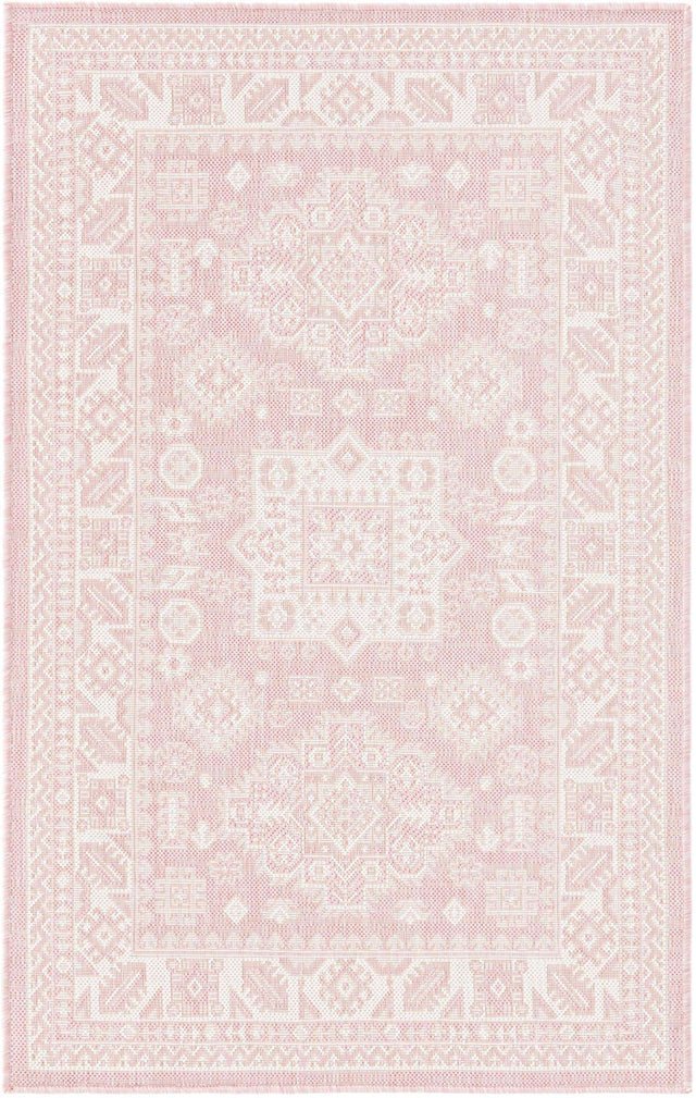 Pink 3' 1 x 5' 3 Outdoor Aztec Rectangle Area Rug Weather Resistant for Patio, Deck, Terrace, Balcony, Porch 100% Polypropylene Traditional Carpet Mat for Sale at Rug Engine
