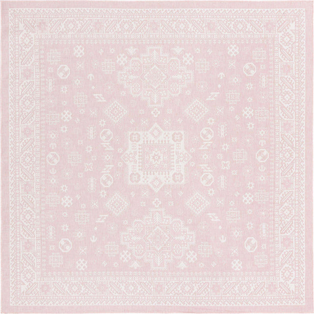 Pink 10' x 10' Outdoor Aztec Square Area Rug Weather Resistant for Patio, Deck, Terrace, Balcony, Porch 100% Polypropylene Traditional Carpet Mat for Sale at Rug Engine