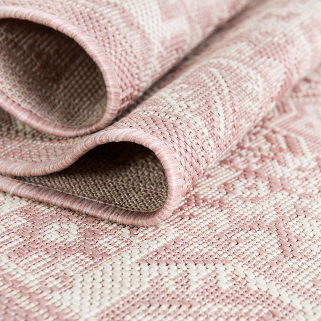 Pink 5' 3 x 5' 3 Outdoor Aztec Octagon Area Rug Weather Resistant for Patio, Deck, Terrace, Balcony, Porch 100% Polypropylene Traditional Carpet Mat for Sale at Rug Engine