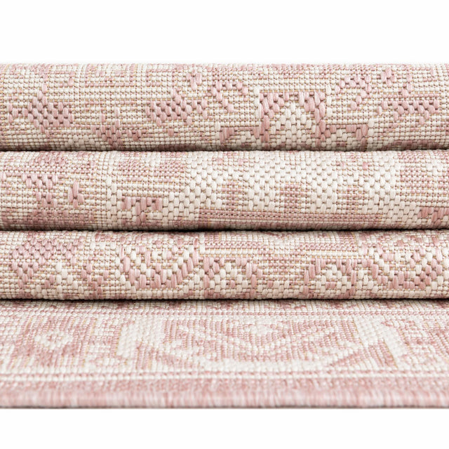 Pink 5' 3 x 5' 3 Outdoor Aztec Octagon Area Rug Weather Resistant for Patio, Deck, Terrace, Balcony, Porch 100% Polypropylene Traditional Carpet Mat for Sale at Rug Engine