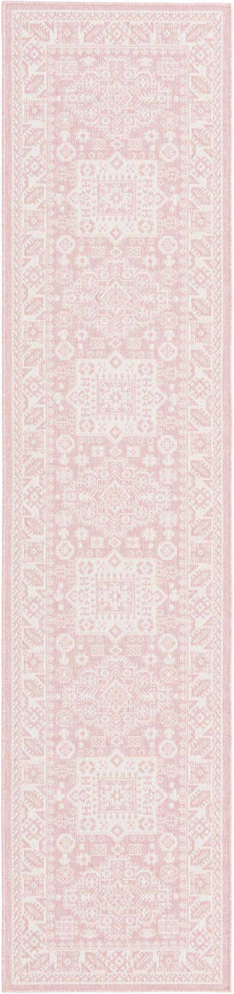 Pink 2' 7 x 12' Outdoor Aztec Runner Area Rug Weather Resistant for Patio, Deck, Terrace, Balcony, Porch 100% Polypropylene Traditional Carpet Mat for Sale at Rug Engine