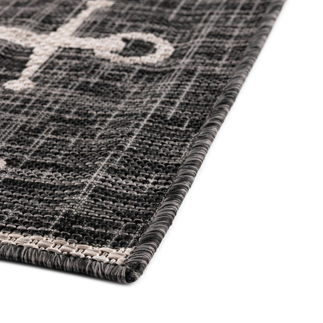 Charcoal 2' x 6' 1 Outdoor Coastal Runner Area Rug Weather Resistant for Patio, Deck, Terrace, Balcony, Porch 100% Polypropylene Coastal Decor Carpet for Sale at Rug Engine