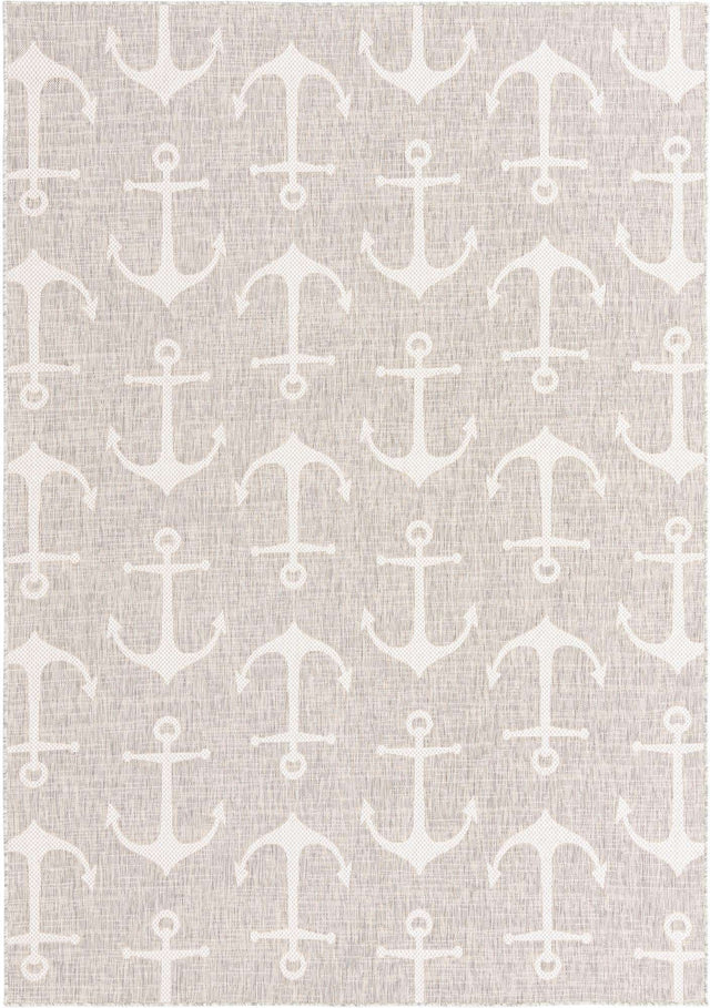 Gray 7' 1 x 10' Outdoor Coastal Rectangle Area Rug Weather Resistant for Patio, Deck, Terrace, Balcony, Porch 100% Polypropylene Coastal Decor Carpet for Sale at Rug Engine