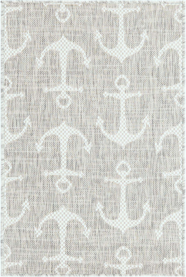 Gray 2' x 3' 1 Outdoor Coastal Rectangle Area Rug Weather Resistant for Patio, Deck, Terrace, Balcony, Porch 100% Polypropylene Coastal Decor Carpet for Sale at Rug Engine