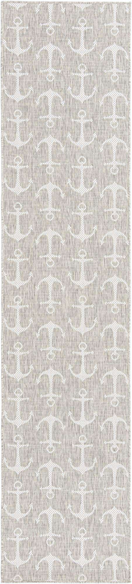Gray 2' 7 x 12' Outdoor Coastal Runner Area Rug Weather Resistant for Patio, Deck, Terrace, Balcony, Porch 100% Polypropylene Coastal Decor Carpet for Sale at Rug Engine