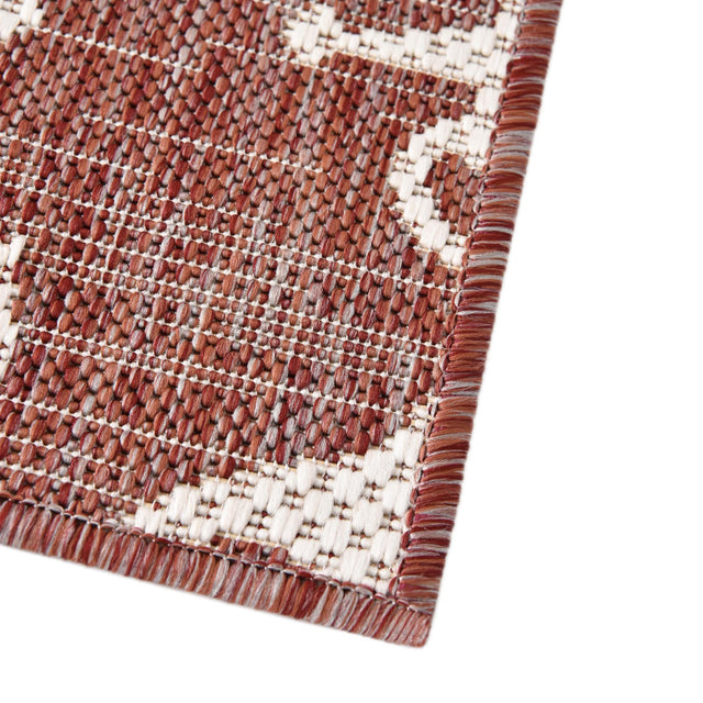 Rust Red 5' 3 x 5' 3 Outdoor Coastal Octagon Area Rug Weather Resistant for Patio, Deck, Terrace, Balcony, Porch 100% Polypropylene Coastal Decor Carpet for Sale at Rug Engine