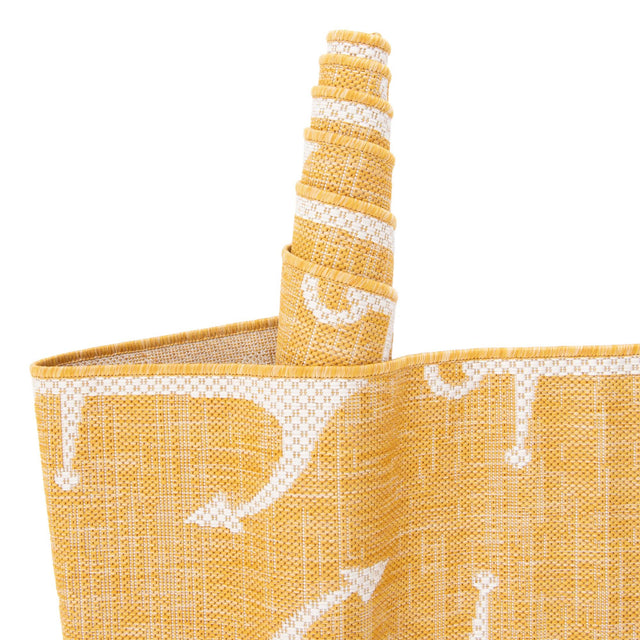 Yellow 13' 1 x 13' 1 Outdoor Coastal Round Area Rug Weather Resistant for Patio, Deck, Terrace, Balcony, Porch 100% Polypropylene Coastal Decor Carpet for Sale at Rug Engine