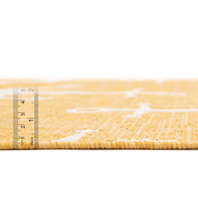 Yellow 7' 10 x 7' 10 Outdoor Coastal Octagon Area Rug Weather Resistant for Patio, Deck, Terrace, Balcony, Porch 100% Polypropylene Coastal Decor Carpet for Sale at Rug Engine