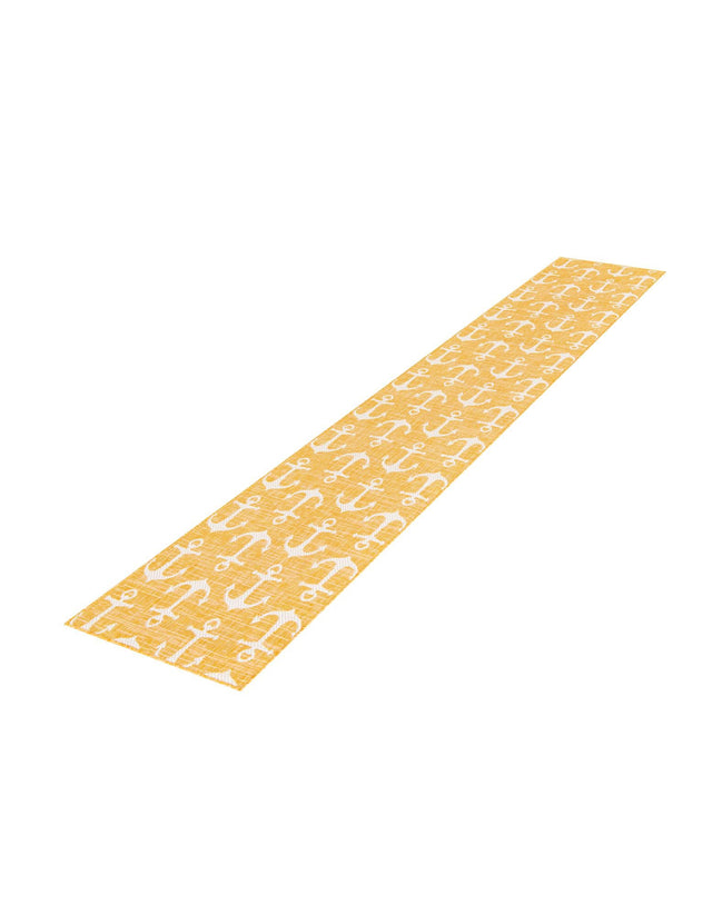 Yellow 2' 7 x 12' Outdoor Coastal Runner Area Rug Weather Resistant for Patio, Deck, Terrace, Balcony, Porch 100% Polypropylene Coastal Decor Carpet for Sale at Rug Engine