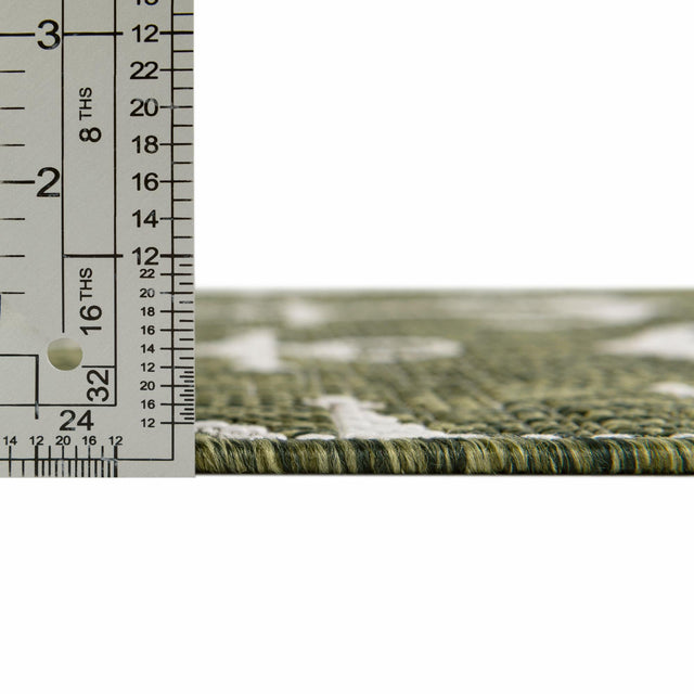 Green 5' 3 x 5' 3 Outdoor Coastal Octagon Area Rug Weather Resistant for Patio, Deck, Terrace, Balcony, Porch 100% Polypropylene Coastal Decor Carpet for Sale at Rug Engine