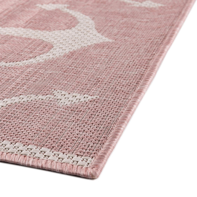 Pink 6' 1 x 9' Outdoor Coastal Rectangle Area Rug Weather Resistant for Patio, Deck, Terrace, Balcony, Porch 100% Polypropylene Coastal Decor Carpet for Sale at Rug Engine