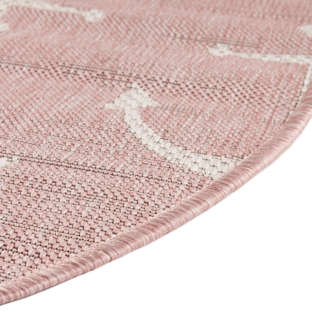 Pink 3' 1 x 5' 3 Outdoor Coastal Oval Area Rug Weather Resistant for Patio, Deck, Terrace, Balcony, Porch 100% Polypropylene Coastal Decor Carpet for Sale at Rug Engine