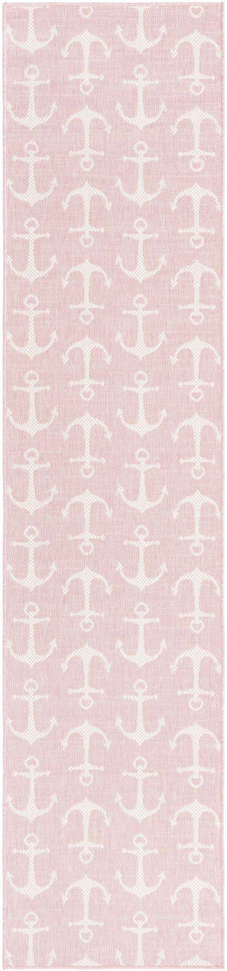 Pink 2' 7 x 12' Outdoor Coastal Runner Area Rug Weather Resistant for Patio, Deck, Terrace, Balcony, Porch 100% Polypropylene Coastal Decor Carpet for Sale at Rug Engine