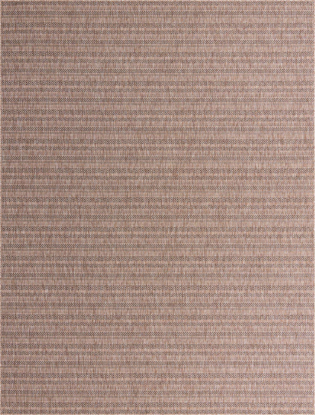 Natural 10' x 13' 1 Outdoor Striped Rectangle Area Rug Weather Resistant for Patio, Deck, Terrace, Balcony, Porch Geometric Pattern Waterproof Carpet for Sale at Rug Engine
