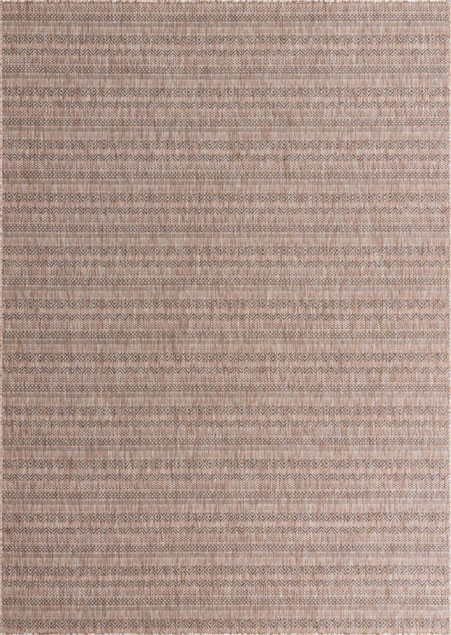 Natural 7' 10 x 11' Outdoor Striped Rectangle Area Rug Weather Resistant for Patio, Deck, Terrace, Balcony, Porch Geometric Pattern Waterproof Carpet for Sale at Rug Engine