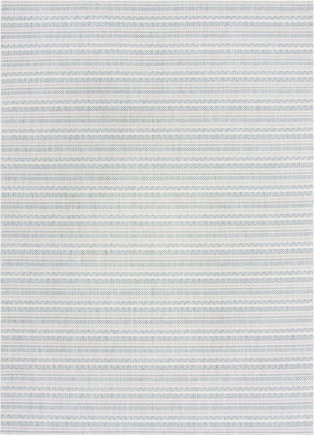 Teal 10' x 14' 1 Outdoor Striped Rectangle Area Rug Weather Resistant for Patio, Deck, Terrace, Balcony, Porch Geometric Pattern Waterproof Carpet for Sale at Rug Engine