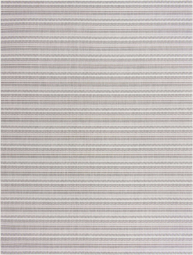 Beige 10' x 13' 1 Outdoor Striped Rectangle Area Rug Weather Resistant for Patio, Deck, Terrace, Balcony, Porch Geometric Pattern Waterproof Carpet for Sale at Rug Engine