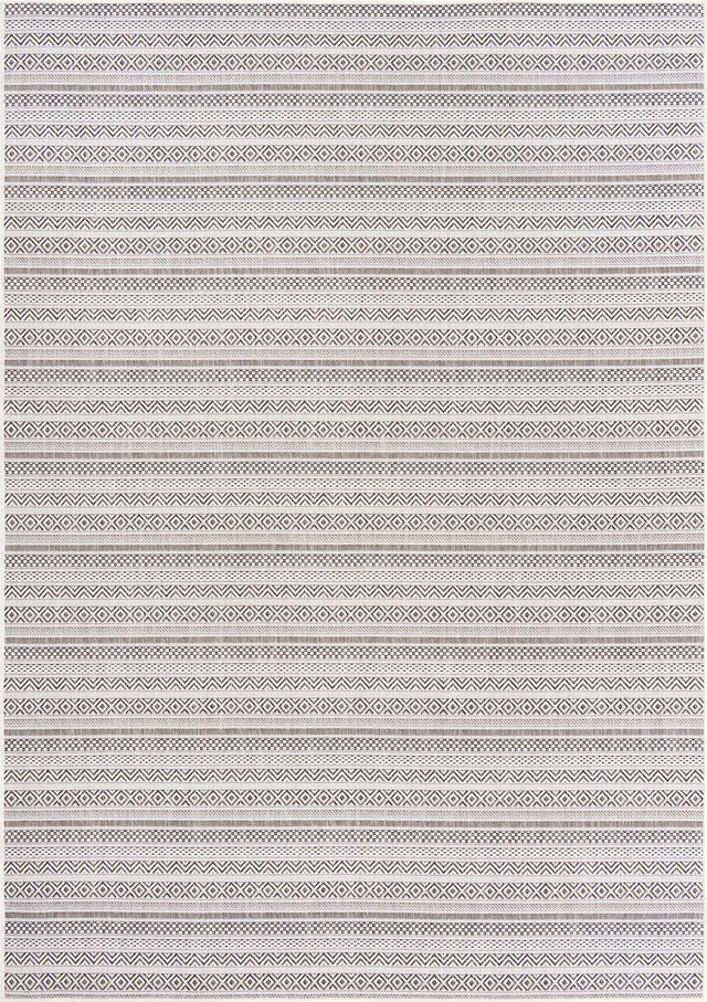 Beige 7' 1 x 10' Outdoor Striped Rectangle Area Rug Weather Resistant for Patio, Deck, Terrace, Balcony, Porch Geometric Pattern Waterproof Carpet for Sale at Rug Engine