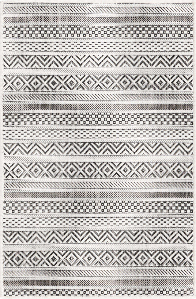 Beige 2' x 3' 1 Outdoor Striped Rectangle Area Rug Weather Resistant for Patio, Deck, Terrace, Balcony, Porch Geometric Pattern Waterproof Carpet for Sale at Rug Engine