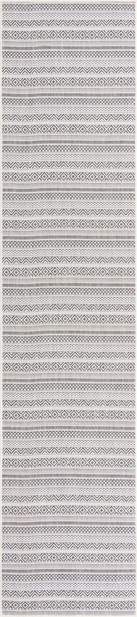 Beige 2' 7 x 12' Outdoor Striped Runner Area Rug Weather Resistant for Patio, Deck, Terrace, Balcony, Porch