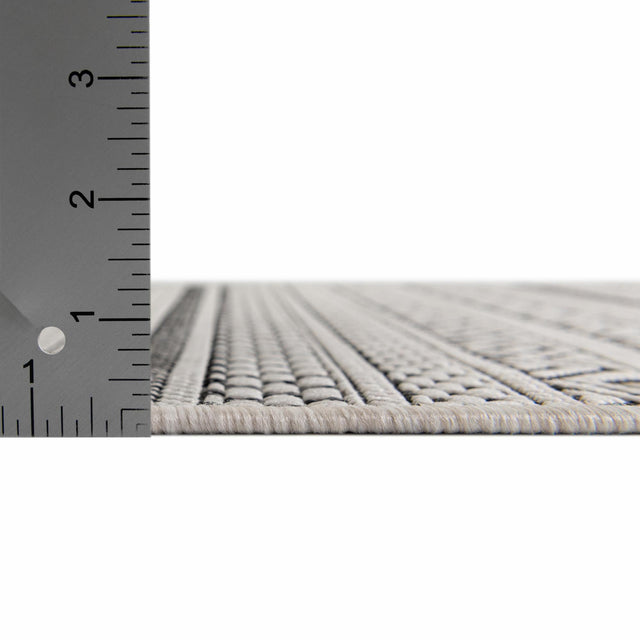 Beige 2' 7 x 12' Outdoor Striped Runner Area Rug Weather Resistant for Patio, Deck, Terrace, Balcony, Porch