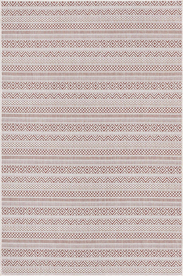 Red 4' 1 x 6' 1 Outdoor Striped Rectangle Area Rug Weather Resistant for Patio, Deck, Terrace, Balcony, Porch Geometric Pattern Waterproof Carpet for Sale at Rug Engine