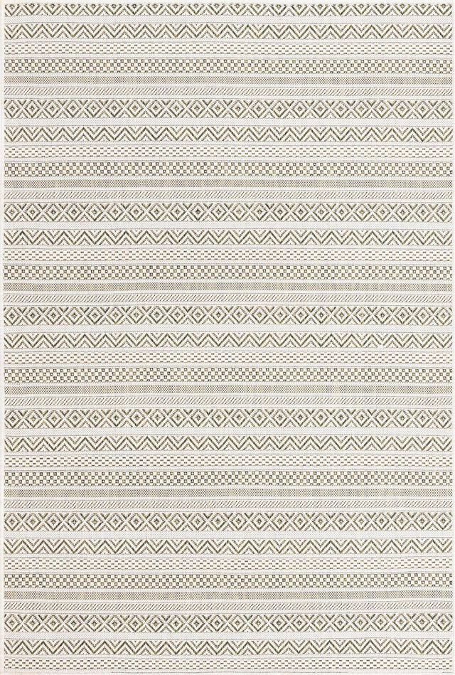 Green 4' 1 x 6' 1 Outdoor Striped Rectangle Area Rug Weather Resistant for Patio, Deck, Terrace, Balcony, Porch Geometric Pattern Waterproof Carpet for Sale at Rug Engine