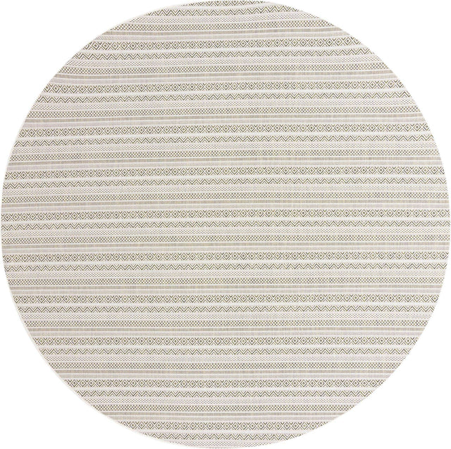 Green 10' x 10' Outdoor Striped Round Area Rug Weather Resistant for Patio, Deck, Terrace, Balcony, Porch Geometric Pattern Waterproof Carpet for Sale at Rug Engine