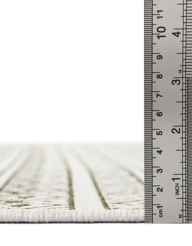 Green 7' 10 x 7' 10 Outdoor Striped Square Area Rug Weather Resistant for Patio, Deck, Terrace, Balcony, Porch Geometric Pattern Waterproof Carpet for Sale at Rug Engine