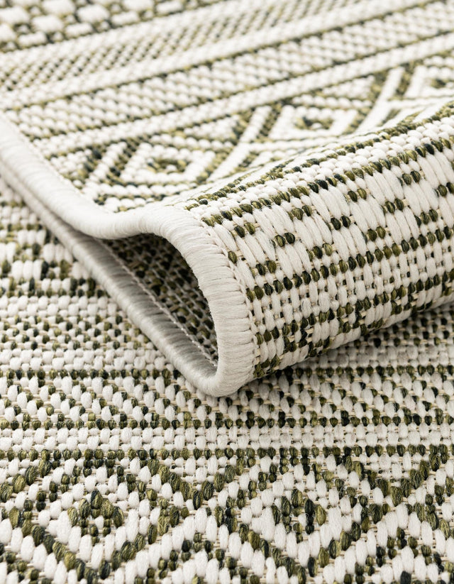 Green 7' 10 x 7' 10 Outdoor Striped Square Area Rug Weather Resistant for Patio, Deck, Terrace, Balcony, Porch Geometric Pattern Waterproof Carpet for Sale at Rug Engine