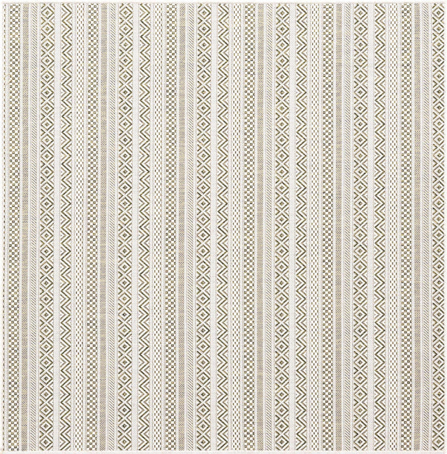 Green 5' 3 x 5' 3 Outdoor Striped Square Area Rug Weather Resistant for Patio, Deck, Terrace, Balcony, Porch Geometric Pattern Waterproof Carpet for Sale at Rug Engine