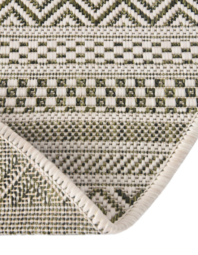 Green 5' 3 x 8' Outdoor Striped Oval Area Rug Weather Resistant for Patio, Deck, Terrace, Balcony, Porch Geometric Pattern Waterproof Carpet for Sale at Rug Engine