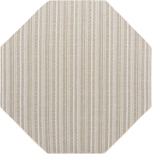 Green 7' 10 x 7' 10 Outdoor Striped Octagon Area Rug Weather Resistant for Patio, Deck, Terrace, Balcony, Porch Geometric Pattern Waterproof Carpet for Sale at Rug Engine